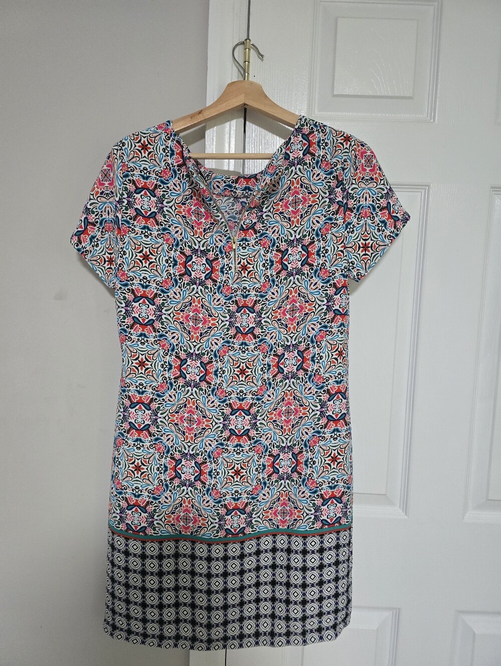 Cynthia Rowley Multicolor Short Sleeve Printed Shift Dress - Picture 7 of 9